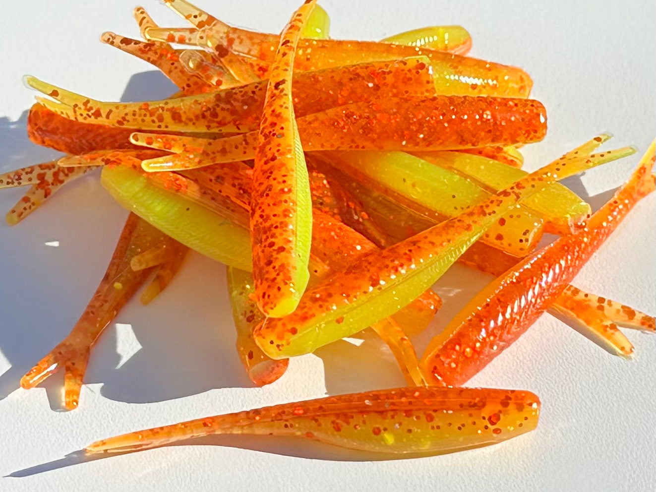 Kana Fishing - Jerk Minnows - Disco Burnt Orange & Chartreuse